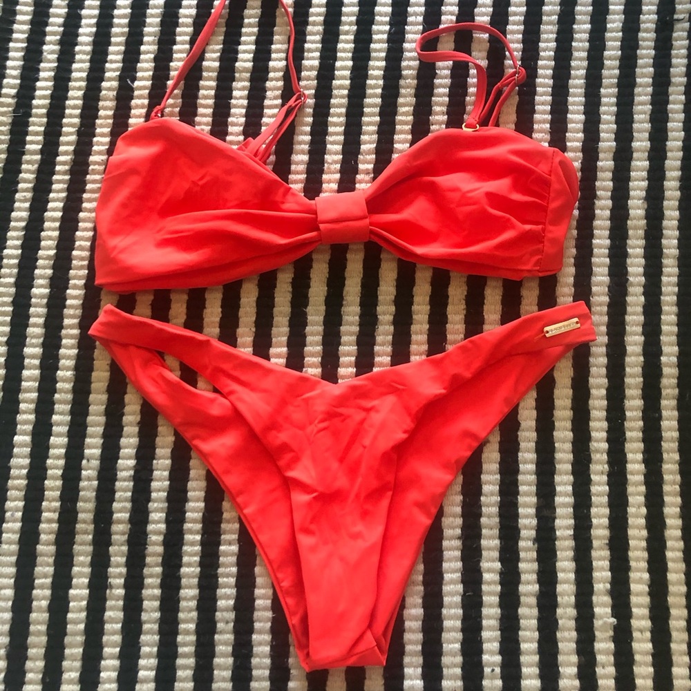 Deep coral pink bikini
